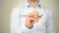 Stop Violence, man writing on transparent screen Royalty Free Stock Photo