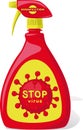 Stop Virus Disinfection - Vector Illustration - Spray Bottle Anti Virus