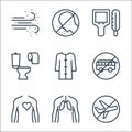 stop virus line icons. linear set. quality vector line set such as air, human lungs, heart, bus, bathrobe, diarrhea, thermal, Royalty Free Stock Photo