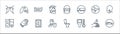 Stop virus line icons. linear set. quality vector line set such as car, thermal, doctor, test tube, airplane, mask, face