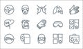 Stop virus line icons. linear set. quality vector line set such as suitcase, face protection, car, test tube, toilet paper, liver Royalty Free Stock Photo