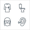 Stop virus line icons. linear set. quality vector line set such as hear, face protection, restroom