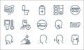 Stop virus line icons. linear set. quality vector line set such as robe, cough, breathing, sneeze, antiseptic, thermal, sore