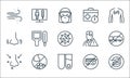 Stop virus line icons. linear set. quality vector line set such as snake, test tube, runny nose, bus, nose, nose, doctor, suitcase