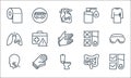 Stop virus line icons. linear set. quality vector line set such as test tube, restroom, sore throat, stomach, rubber gloves, lungs