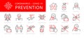 Stop virus outline icon set