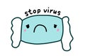 Stop virus protection mask hand drawn vector illustration in cartoon comic style health care