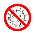 Stop virus vector prohibition sign. No bacteria epidemic. Global biohazard caution