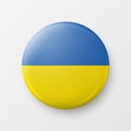 Stop War. Button Pin Badge with Ukranian Flag. Struggle, Protest, Support Ukraine Concept. Vector Illustration. Slogan