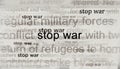 Stop war peace and freedom headline titles media 3d illustration