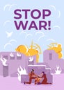 Stop war poster flat vector template Royalty Free Stock Photo