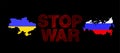 Stop war Russia Ukraine , handwritten on the blackboard, Vector design, illustration image