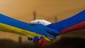 Stop the war, Ukraine and Russia shake hands