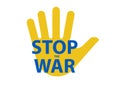 Stop war in Ukraine vector illustration. National concept with hand. Ukrainian patriotic sign