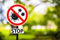 Stop warning sign coronavirus covid 19 Royalty Free Stock Photo