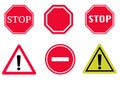 Stop and warning vector signs Royalty Free Stock Photo