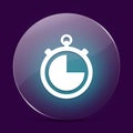 Stop watch moonlight glass round button abstract on a dark purple background Royalty Free Stock Photo