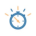 Stop watch thin line icon. Vector illustration for concepts of time, fast delivery, express services, urgency, sports, competition