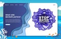 Stop water pollution landing page design, website banner vector template. Harmful impact of microplastic on ocean life.