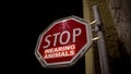 Stop wearing animals red sign on street, wildlife protection campaign message Royalty Free Stock Photo