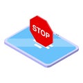 Stop web surfing icon isometric vector. Banner tablet