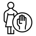 Stop woman discrimination icon outline vector. Woman violence