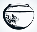 Aquarium with water for fish quarantine isolation. Vector drawing