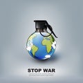 Stop world war concept advertisement, no war in form of hand grenade bomb, vector illustration