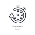 stopclock outline icon. isolated line vector illustration from travel 2 collection. editable thin stroke stopclock icon on white