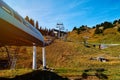 Stoped ski elevator on alps slope at autumn Royalty Free Stock Photo