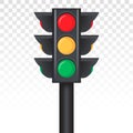 Stoplight / Traffic control light sign vector icon for apps and websites with signal red, yellow and green on a transparent Royalty Free Stock Photo