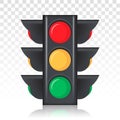 Stoplight / Traffic control light sign vector icon for apps and websites with signal red, yellow and green on a transparent Royalty Free Stock Photo