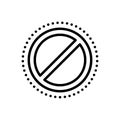 Black line icon for Stopped, limit and sign