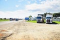 Stopped trucks on the highways for protest the diesel price increase in Brazil.