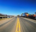 Stopped trucks on the highways for protest the diesel price increase in Brazil.