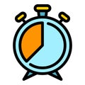 Stopwatch alarm clock icon color outline vector