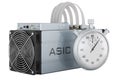 Stopwatch with asic miner, 3D rendering