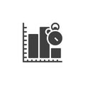 Stopwatch with a bar chart vector icon