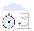 Stopwatch, Bitcoin Graph, and Cloud - Timing in Cryptocurrency and Finance Concepts