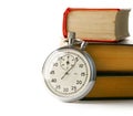 Stopwatch and books