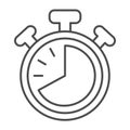 Stopwatch with buttons, 40 seconds, timer, chronometer thin line icon, time concept, clock vector sign on white