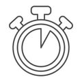 Stopwatch with buttons, 5 seconds, timer, chronometer thin line icon, time concept, watch vector sign on white