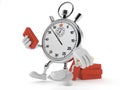 Stopwatch character with bricks and trowel