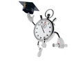 Stopwatch character throwing mortar board