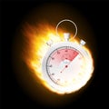 Stopwatch concept - faster sign with fire. Vector stock illustration. Royalty Free Stock Photo