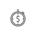 Stopwatch and dollar outline icon