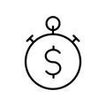 stopwatch dollar outline vector icon