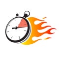 Stopwatch with fire flame