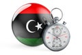 Stopwatch with flag of Libya, 3D rendering Royalty Free Stock Photo