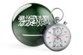 Stopwatch with flag of Saudi Arabia, 3D rendering